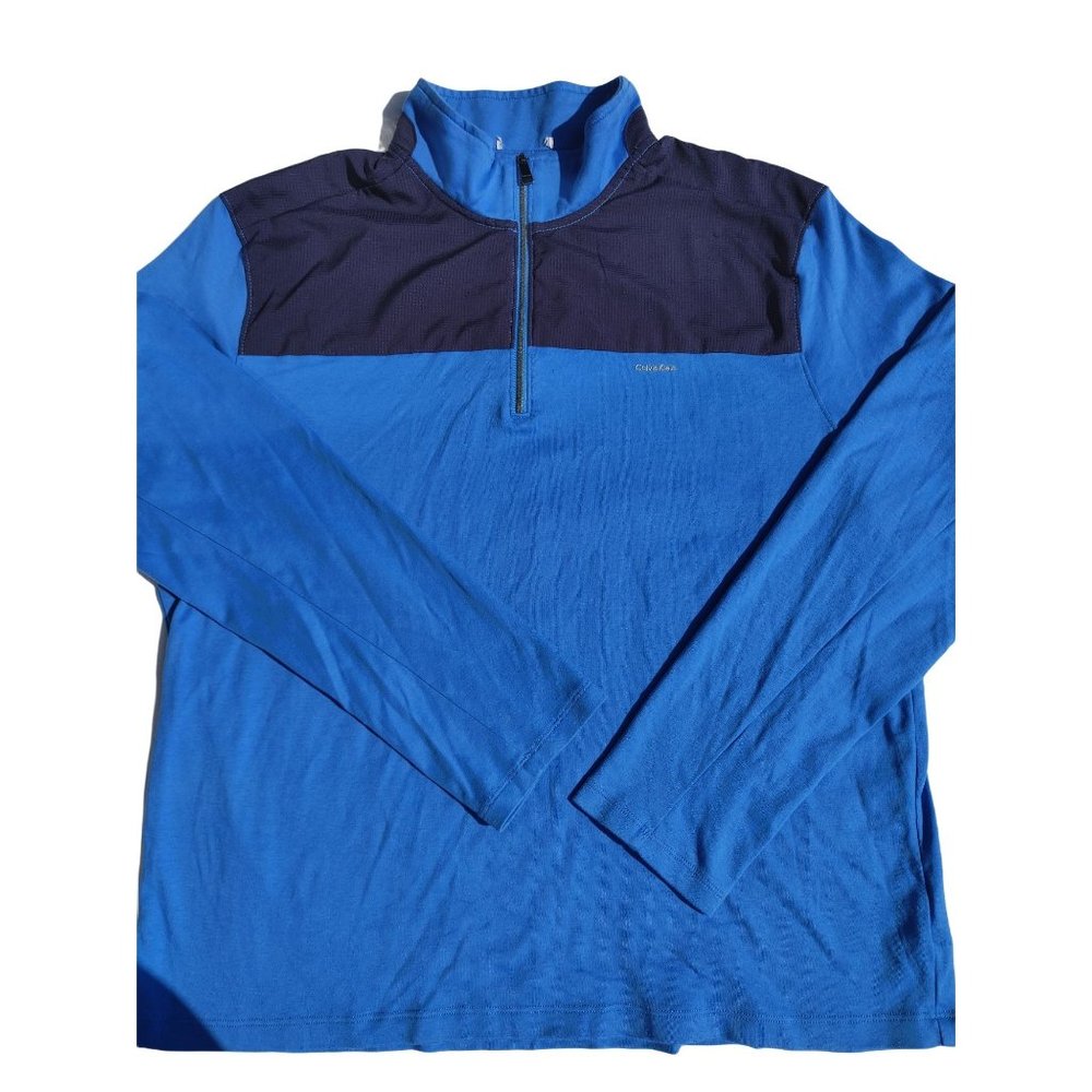CALVIN KLEIN MENS THREE‎ QUARTER ZIP TOP LARGE BLUE/BLACK